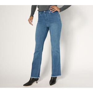 Maya J Women's Petite Pants 8P Primabelle Denim Frayed Baby Boot Blue A671226